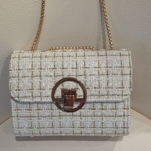 Elegant White and Gold Chain Bag
